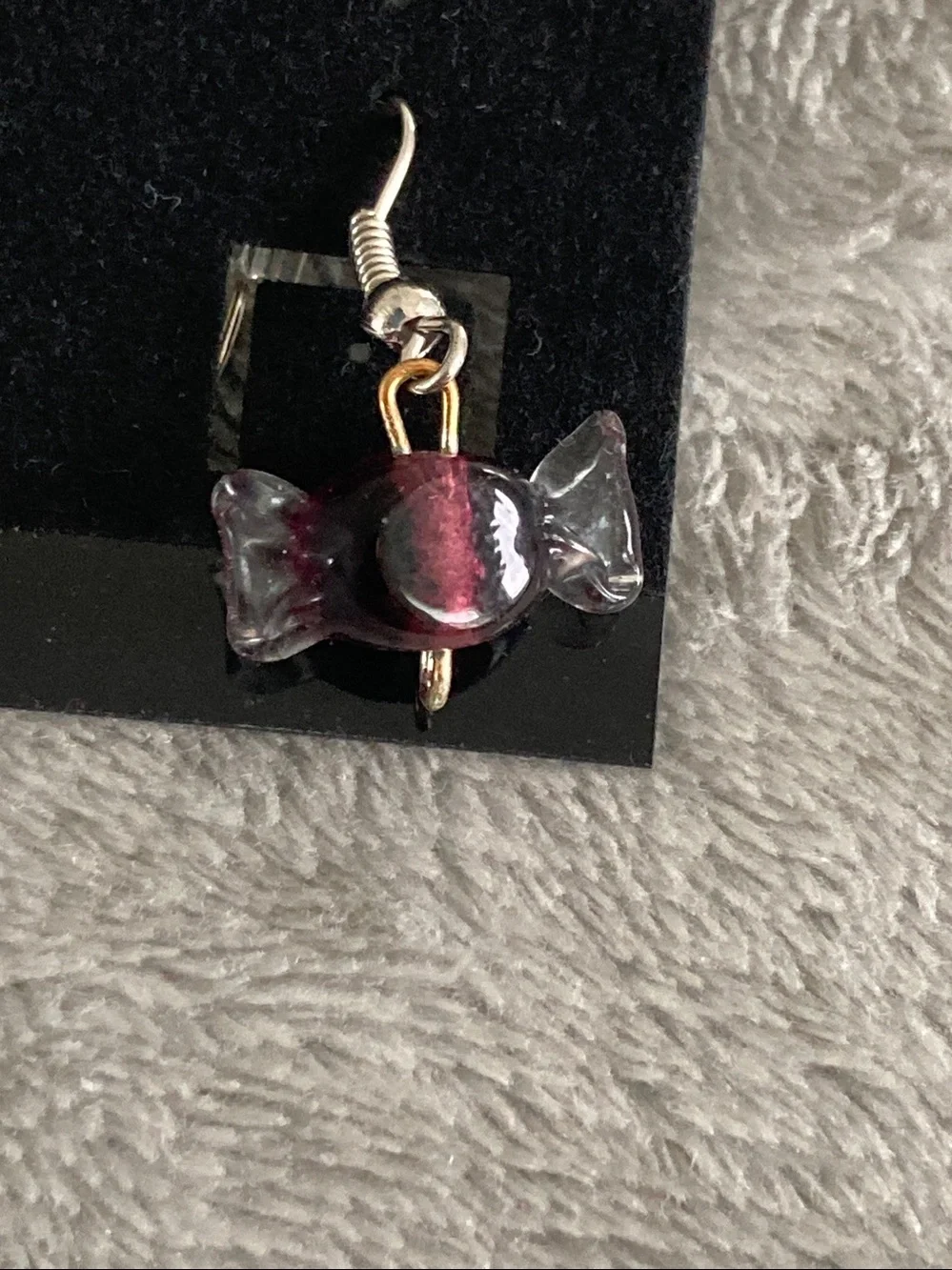 Purple glass candy beaded earrings